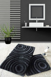 Mijölnir Wave - Black Juego de alfombras de baño acrílicas